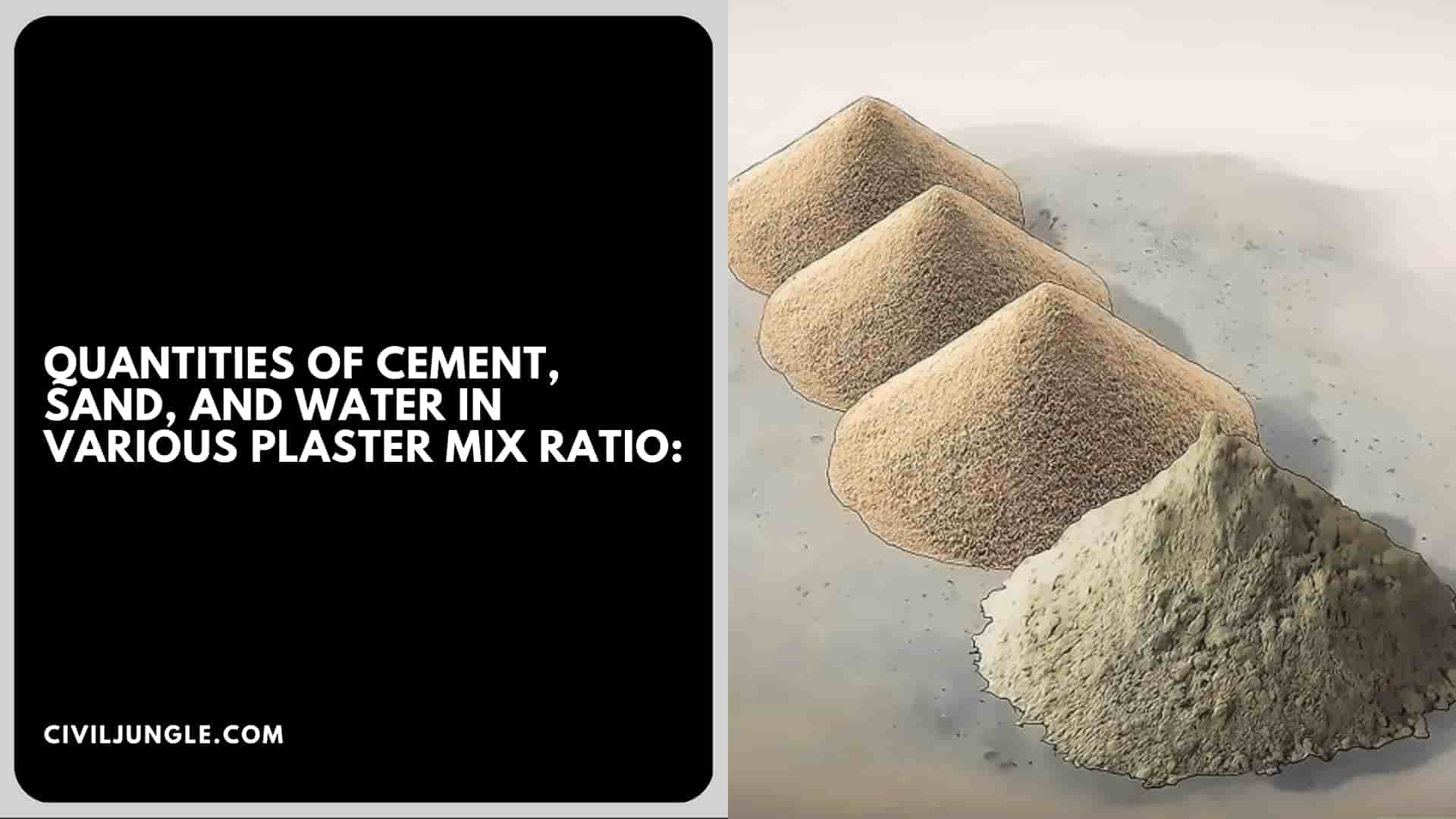 Quantities Of Cement, Sand, And Water In Various Plaster Mix Ratio
