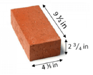 9 1⁄2 x 4 1⁄2 x 2 3⁄4 brick