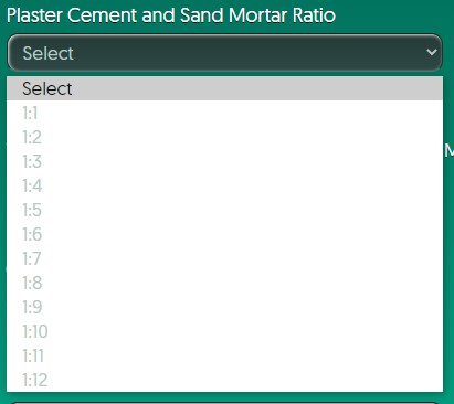 Plaster cement ratio