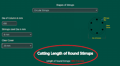 Cutting Length of Circular Stirrups 