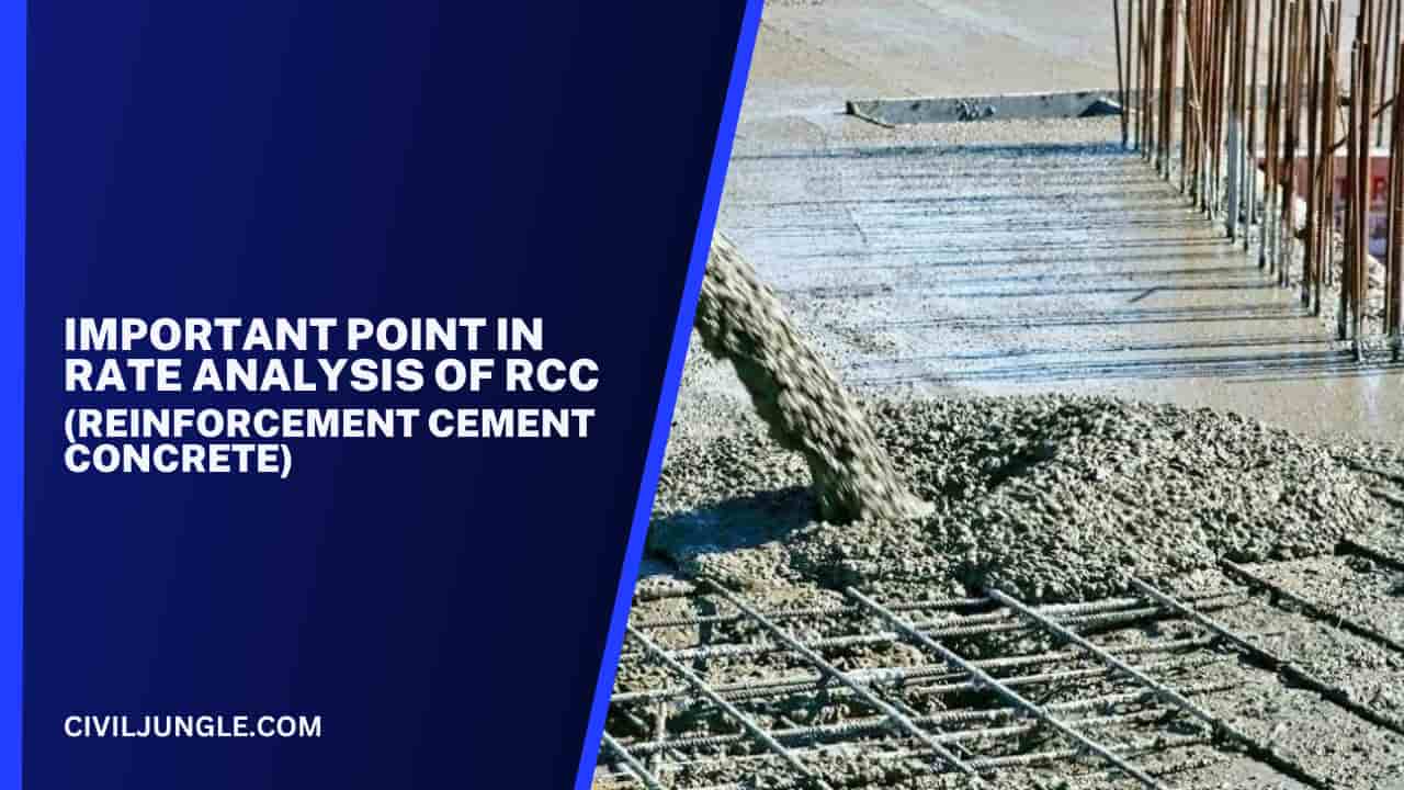 Important Point in Rate Analysis of RCC (Reinforcement Cement Concrete)