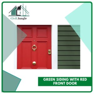 Green Siding with Red Front Door