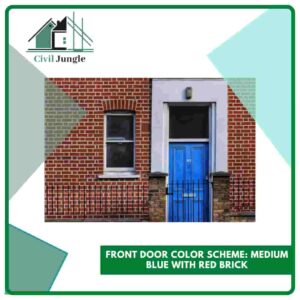 Front Door Color Scheme: Medium Blue with Red Brick