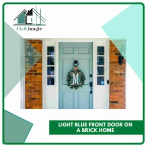 Light Blue Front Door on a Brick Home